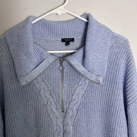 Talbots Womens 1/4 Zip Up Pullover Sweater Plus Sz 2X Blue Cable knit Office - Picture 6 of 12